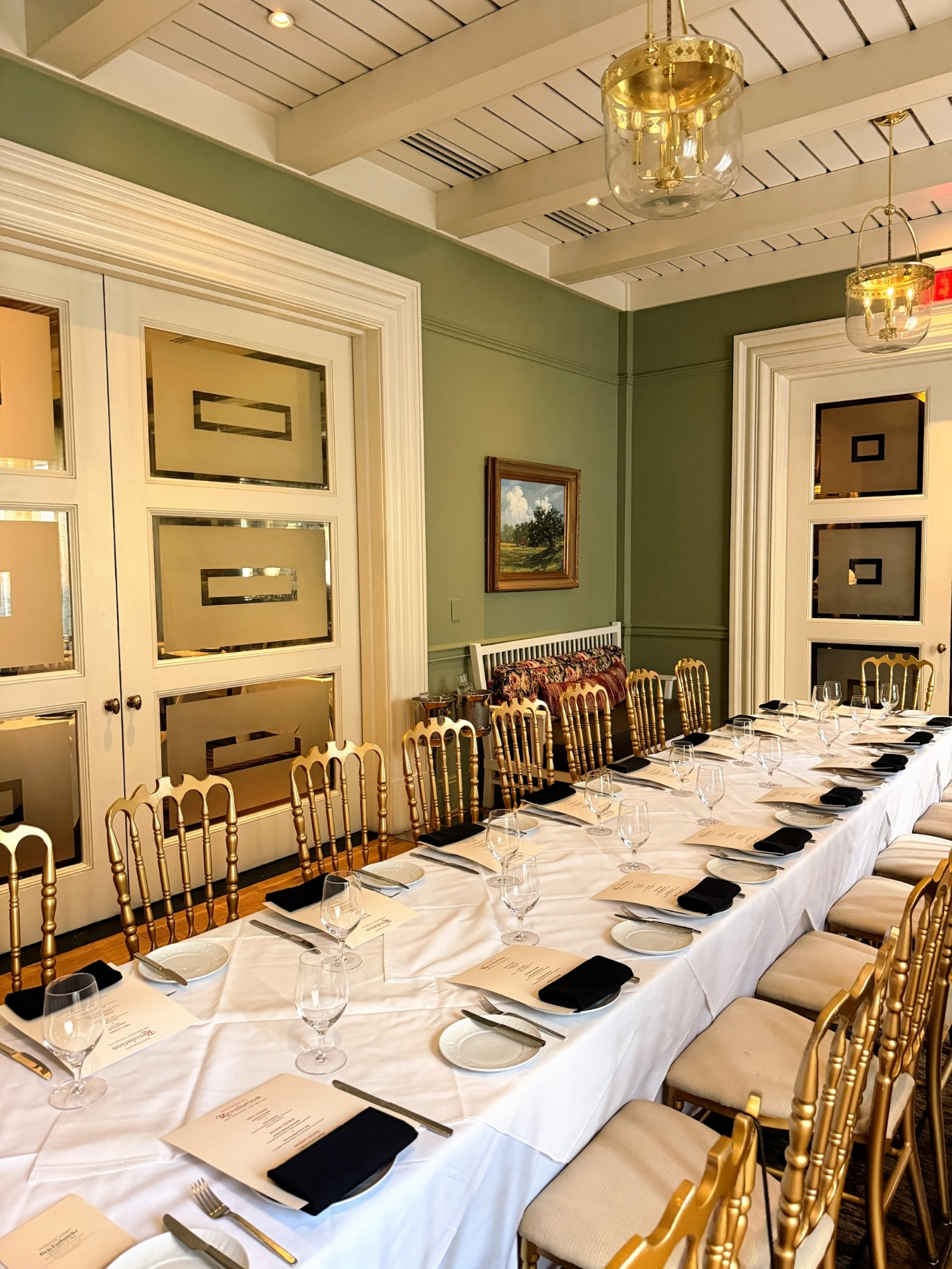 The room, set for the evening